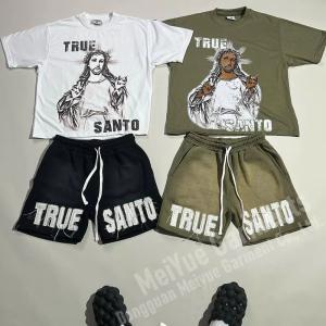 China Streetwear Applique Heavyweight Two Piece Shorts Set wholesale