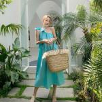 Irregular Womens Vacation Dresses , Single Sling Womens Green Holiday Dress With