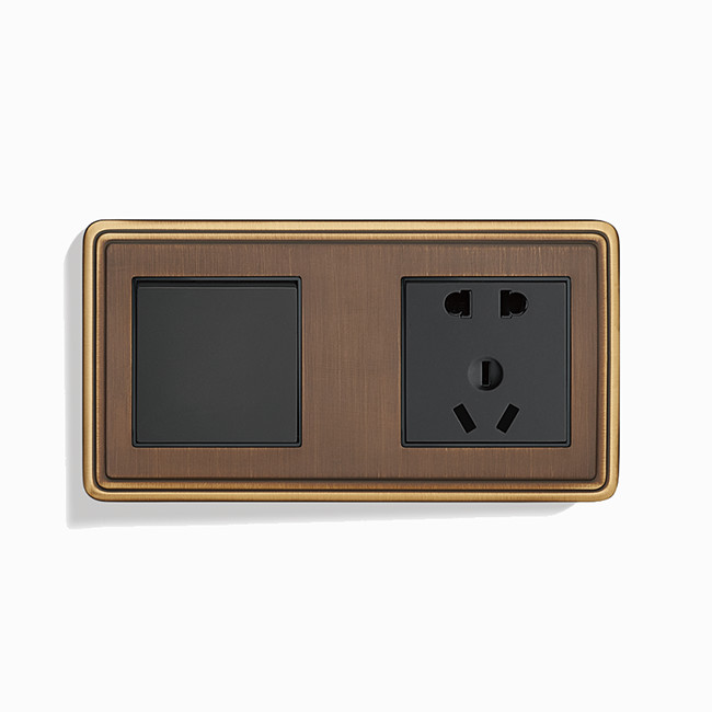 Universal Socket Power Outlet , 172mm 90mm Double Electrical Panel Key Switch Socket