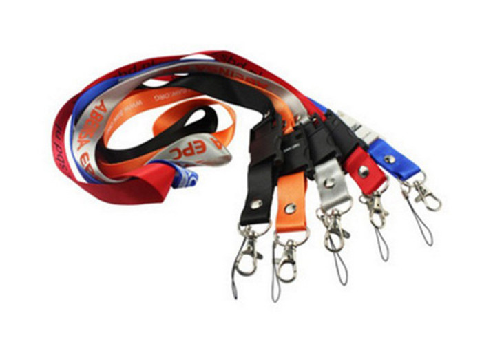 Customized Logo Red Neck Strap Usb Flash Drive , Necklace Usb Stick Gift Box Packed