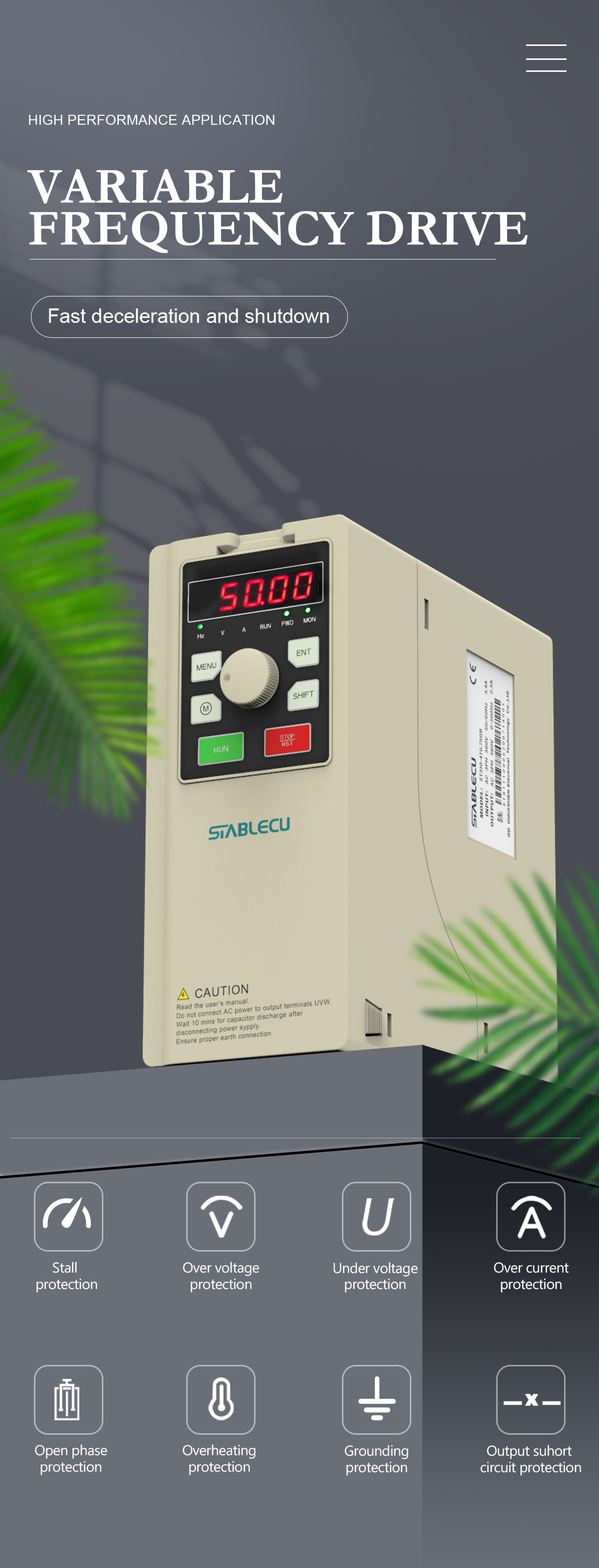 0.4KW 0.75KW 4KW Variable Frequency Inverter For 3 Phase Motor