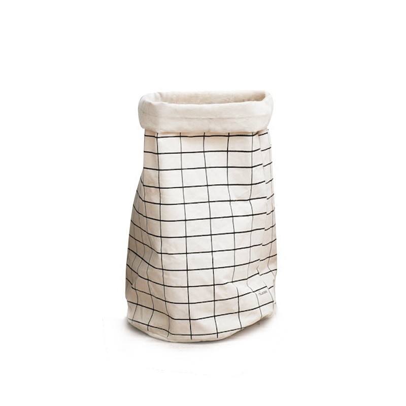 Puting Laundry basket storage bag large box customized colors Yellow Cotton Linen large size black geometric grid