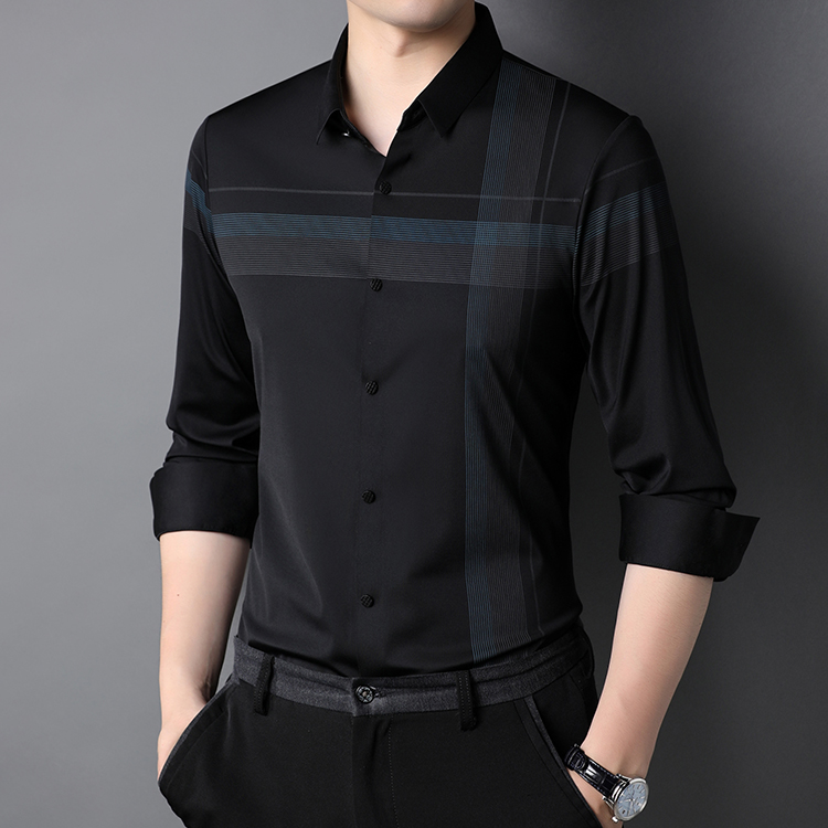 Long Sleeve Striped Shirts Men Slim Fit Vintage Fashions Autumn Clothing Custom Shirt 2021