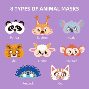 China Kids 3D Forest Animal Felt Masks Party Craft Kit 8 Pieces for Christmas Birthday wholesale