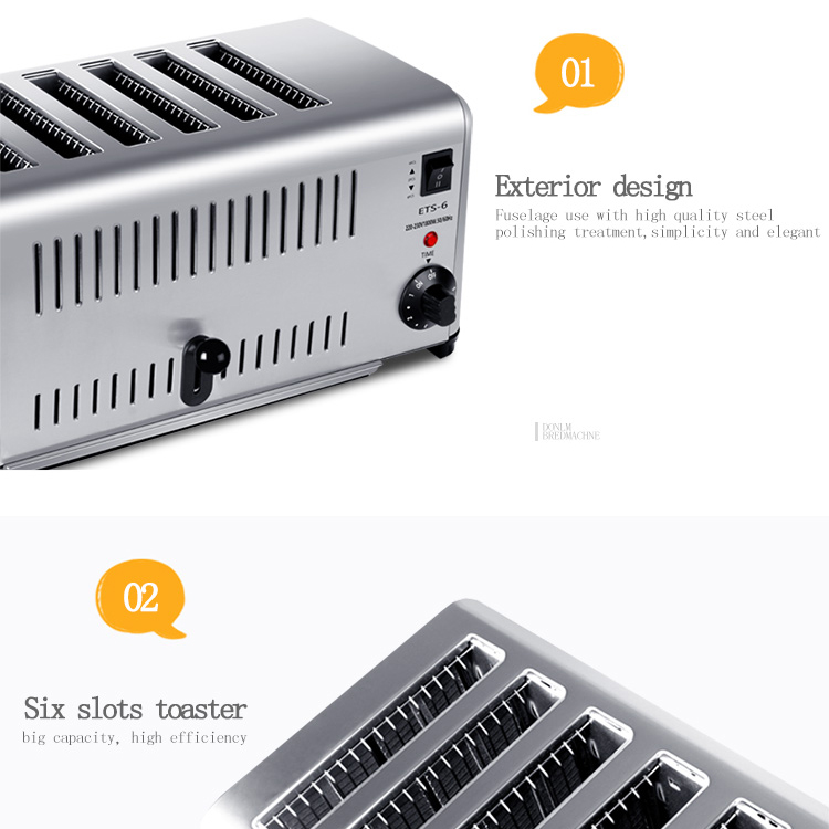 2500W Power Stainless Steel 6-Slice Toaster Breakfast Machine with ' Needs in Mind