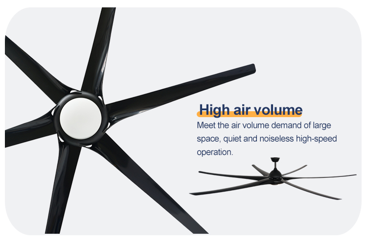 Remote Control 100 Inch Ceiling Fan with Lights and Black ABS Housing Energy Saving