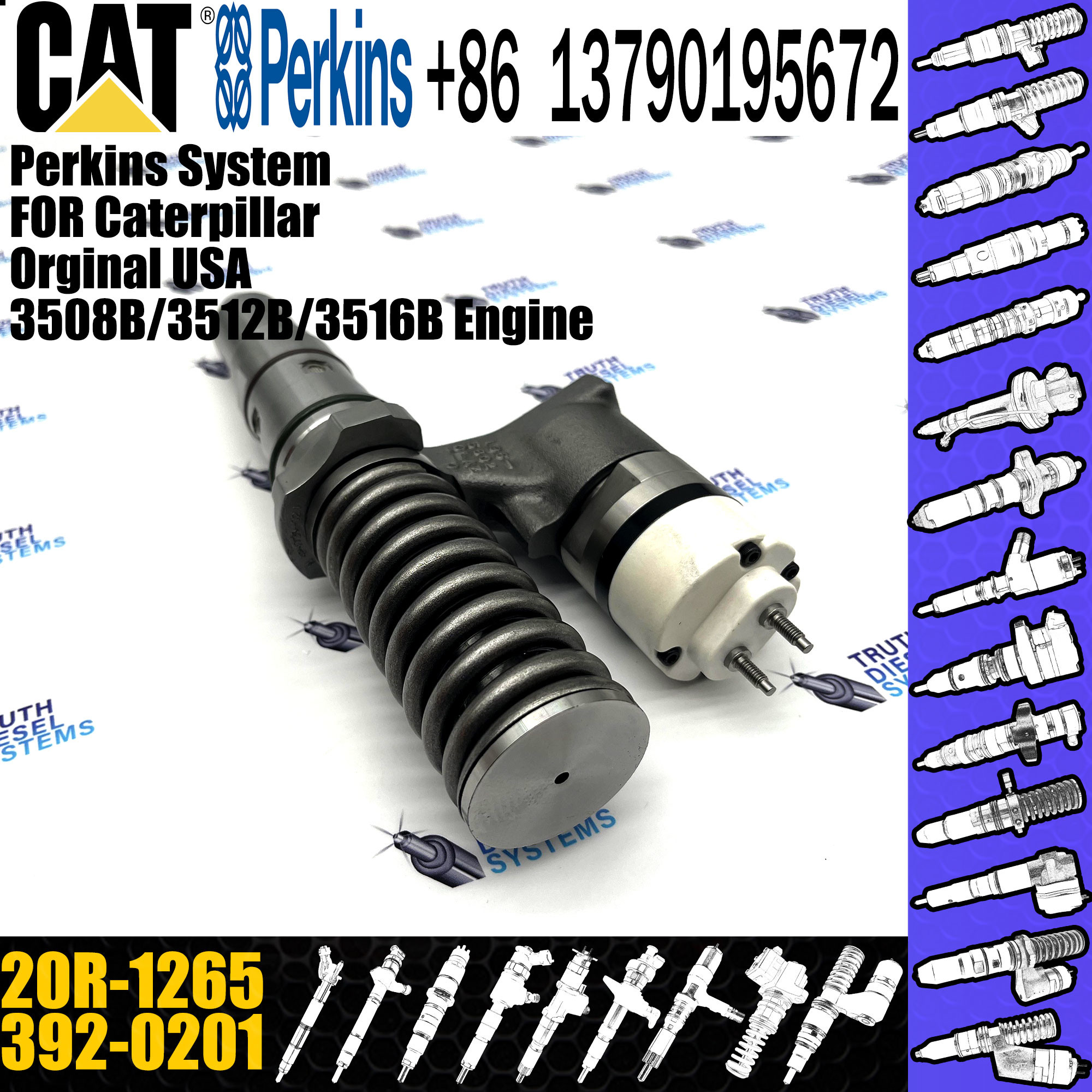 New Diesel common rail pump injector nozzle injection 392-0201 20R-1265 For caterpillar Engine - Industrial 3516B 3512B