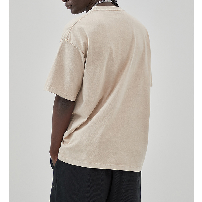 Custom Logo Design Washed T Shirts for Men Oversized Drop Shoulder Tee in 100% Cotton