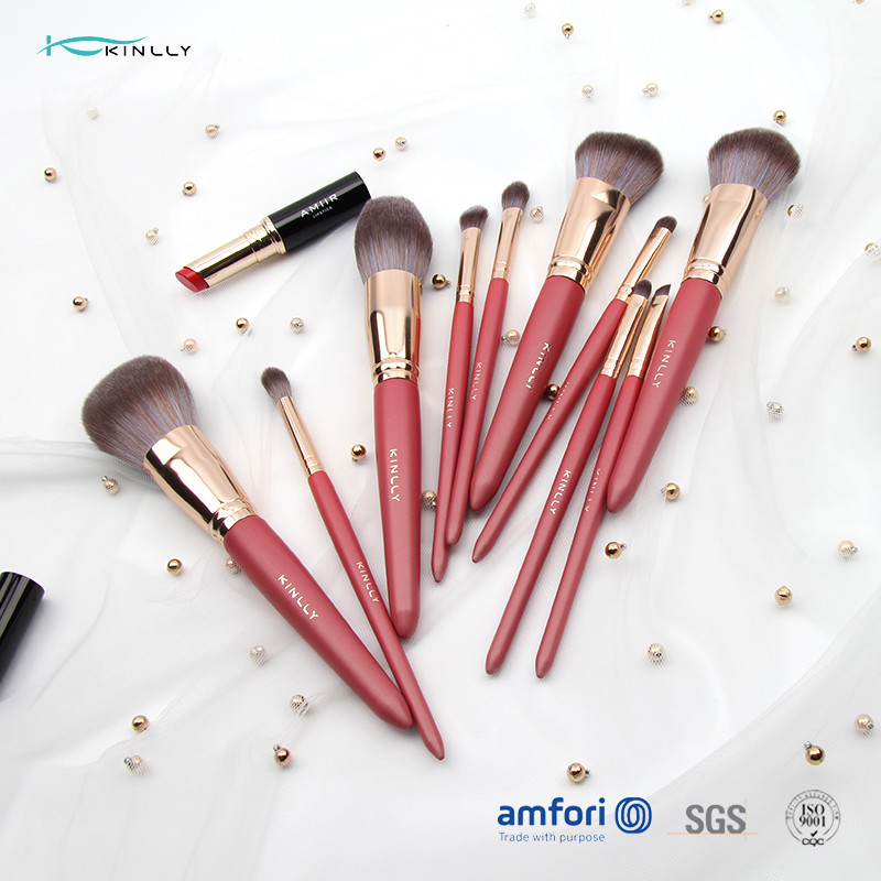 10pcs Synthetic Hair Wooden Handle Makeup Brushes