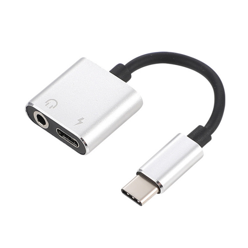 2.1A Glare 3.5mm Audio Cable Aluminum 2 In 1 Earphone Adapter