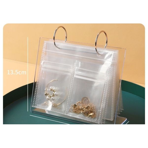 Biodegradable Anti-Oxidation Jewelry Storage Box Earring Earring Necklace Box Table-Mounted Earring Ring Transparent Storage Bag Artifact