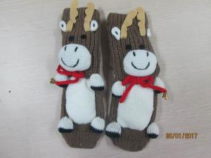 China Winter Europe Christmas Knitted Thermal coffee-color Tube Floor Socks--100% acrylic--Animal cartoon wholesale