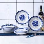 Round Blue And White Porcelain Colored Porcelain Dinnerware Plate
