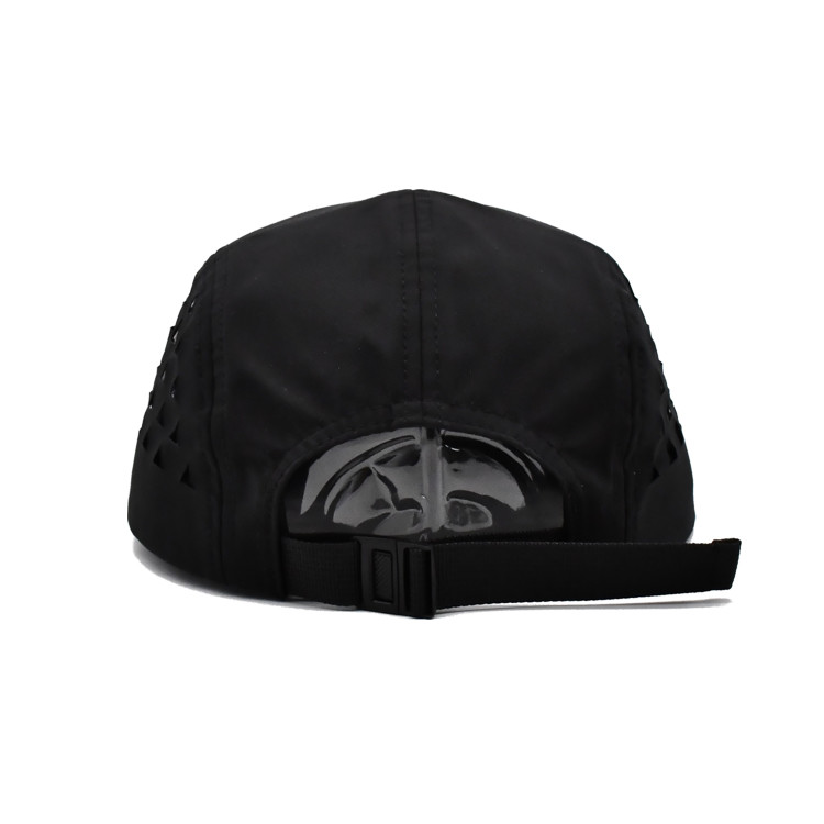 Waterproof Laser Cut Drilled Hole 5 Panel Camper Hat Lightweight Nylon Running Mesh Cap
