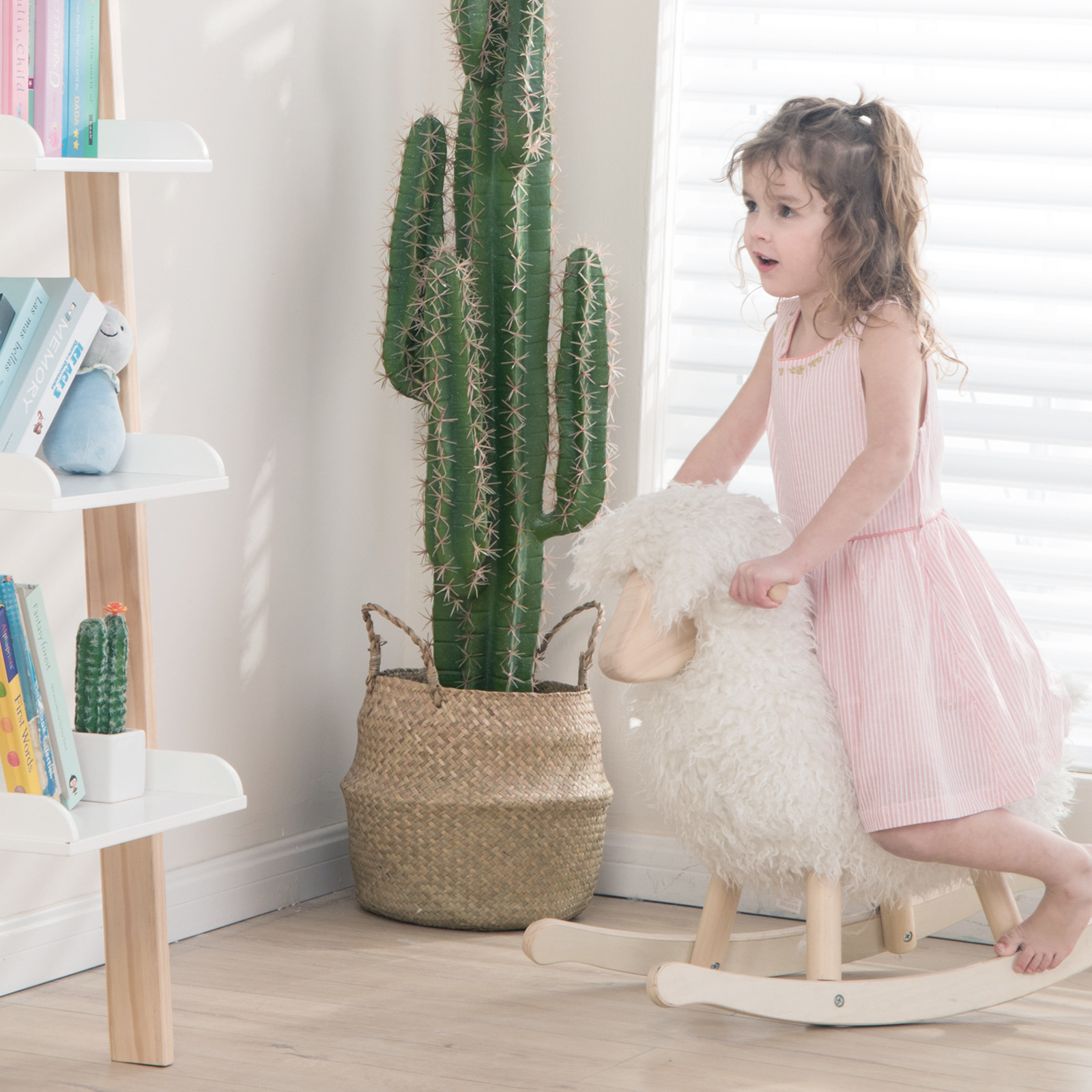 0-24 Months Solid Wood Rocking Horse for Unisex Toddler Playtime Activities