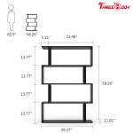 Black Modern Office Furniture Corner 4 Shelf Bookshelf For Living Room / Bedroom