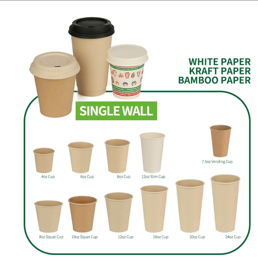 Food Grade Paper Disposable Single Wall Cups FSC Certified For Hot And Cold Beverages
