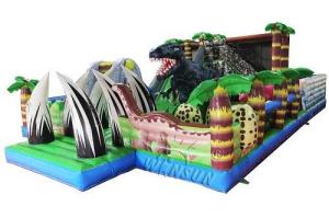 China Dinosaur Themed Inflatable Fun City , Commercial Kids Inflatable Jumper wholesale