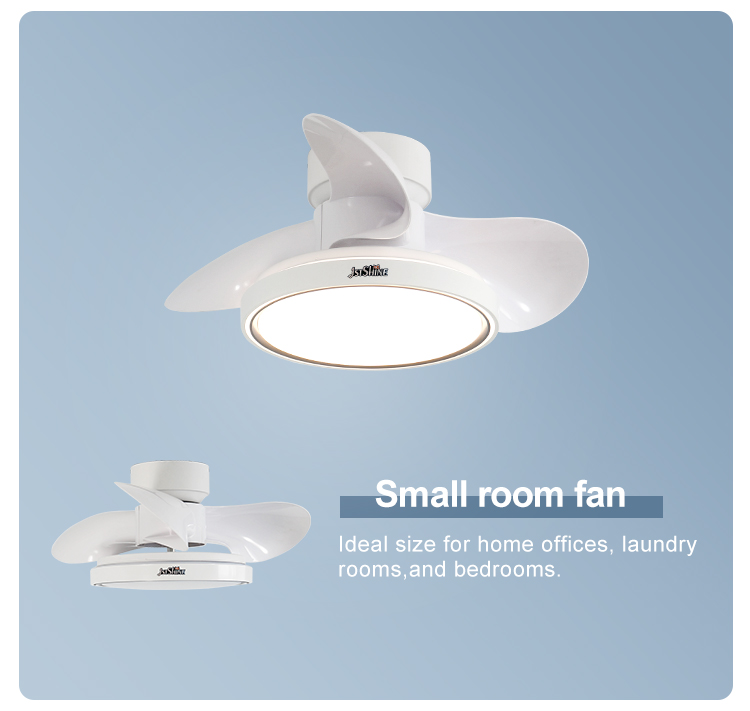 Home Office 30" White Ceiling Fan with Remote Control and LED Lighting Made of Metal