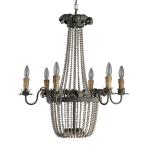 Wood Bead Chandelier Light Fixtures 6 Lights For Living room Bedroom Lighting