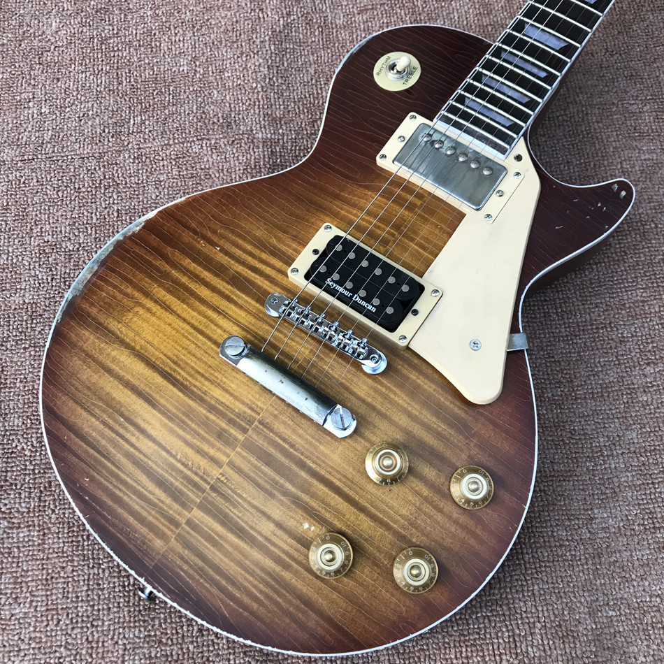 New high quality relic standard LP electric guitar, Tobacco burst, Tune-o-Matic bridge relic electric guitar