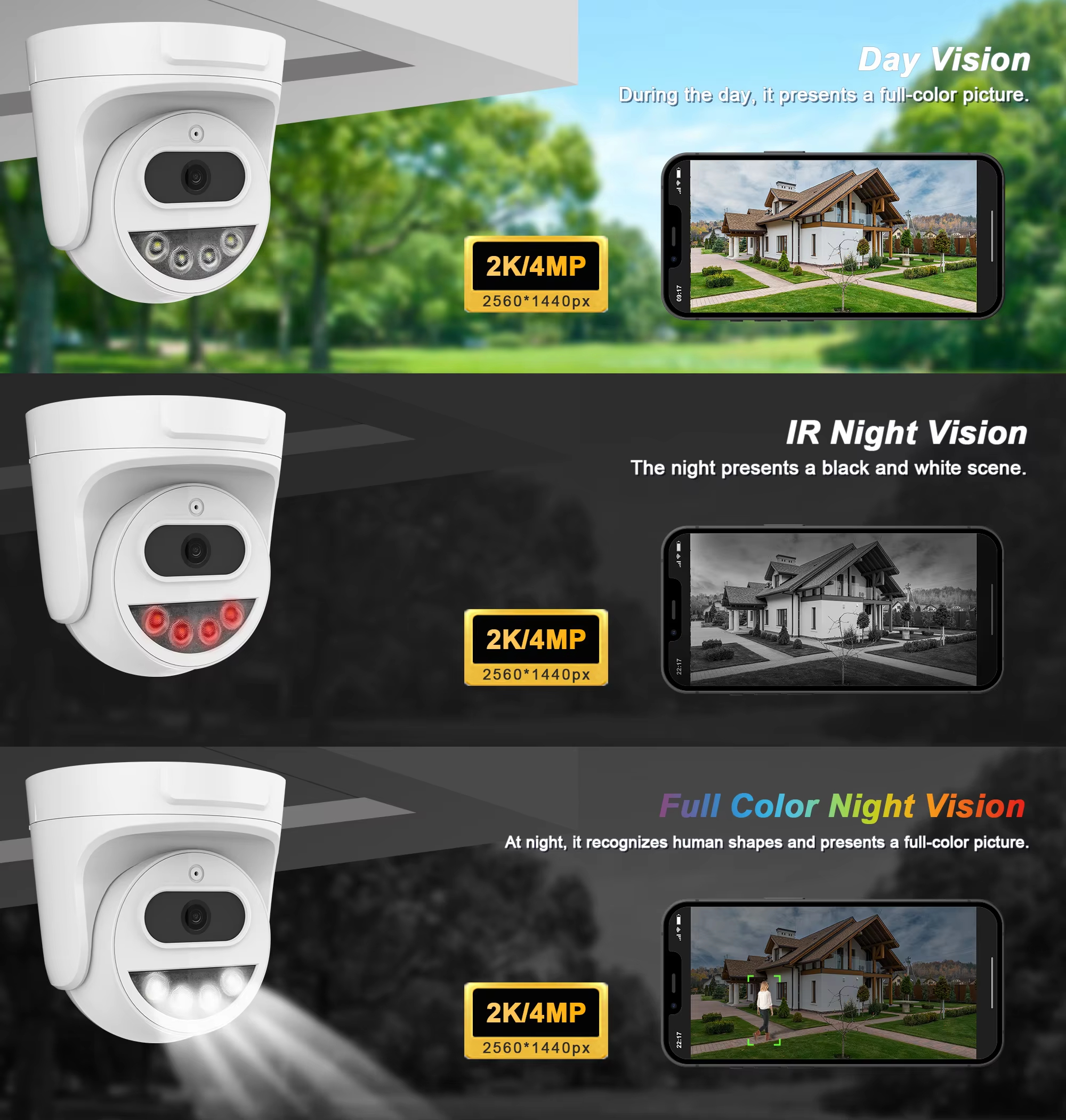 IP Night Vision Dome Network Camera with Audio 2K 4MP Indoor Security Cctv POE IP Dome Camera