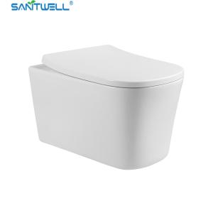 China SWJ0825 Sanitwell Bathroom WC White Toilet Bowl Rimless Flush Wall HUng Toilets wholesale
