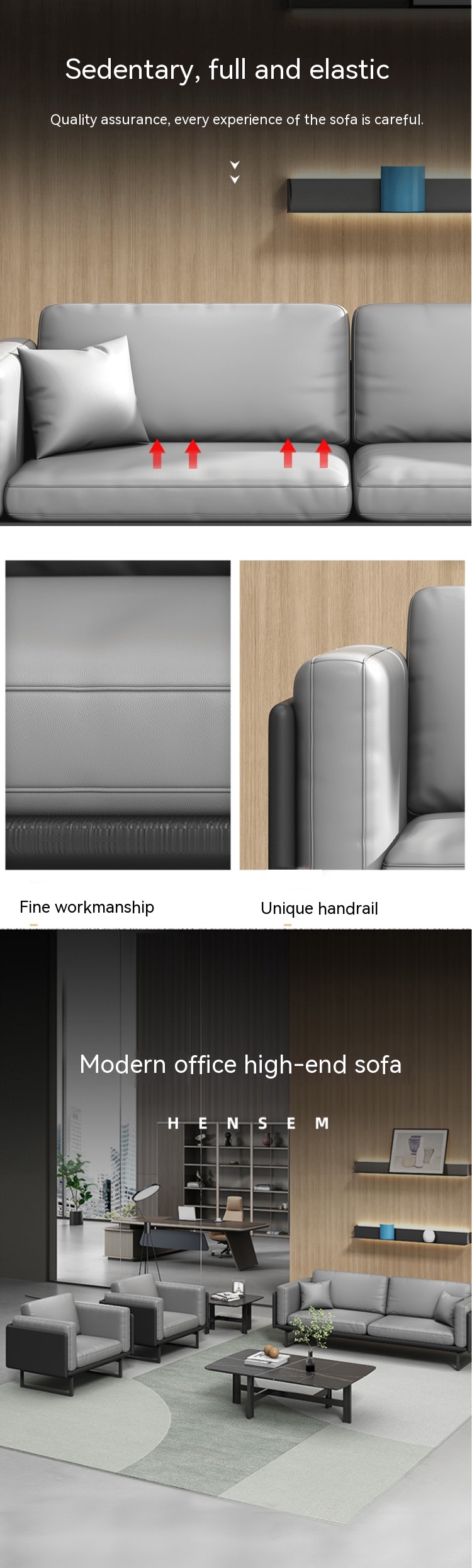 Light Luxury Italian Modern Leather Sofa Coffee Table Set for Office Sectional Sofa
