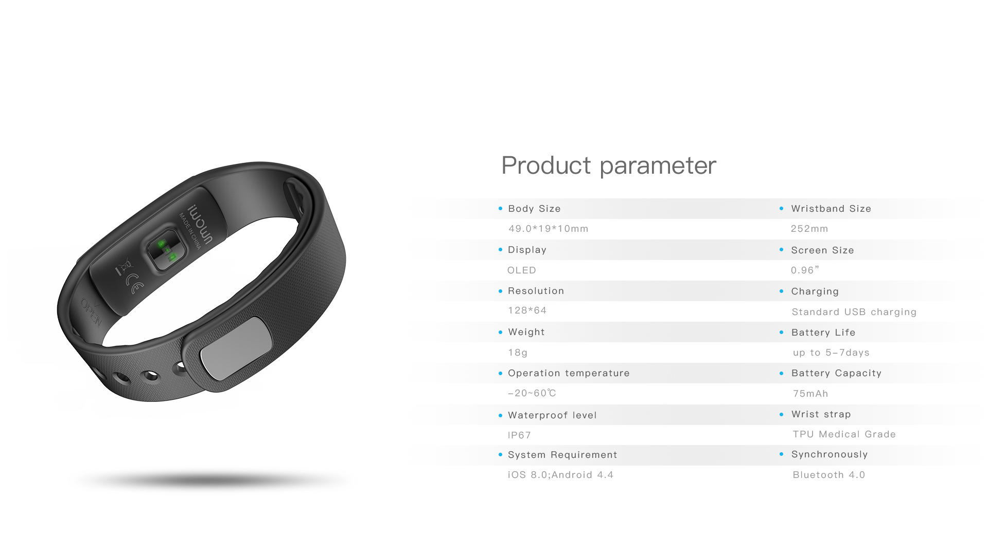 Water Resistant Heart Rate Monitor Intelligent Health Bracelet
