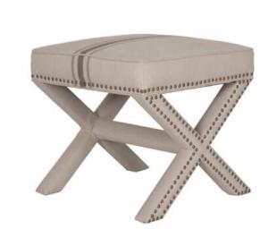 China European style Square Bedroom llinen fabric upholstery cross leg ottoman wholesale