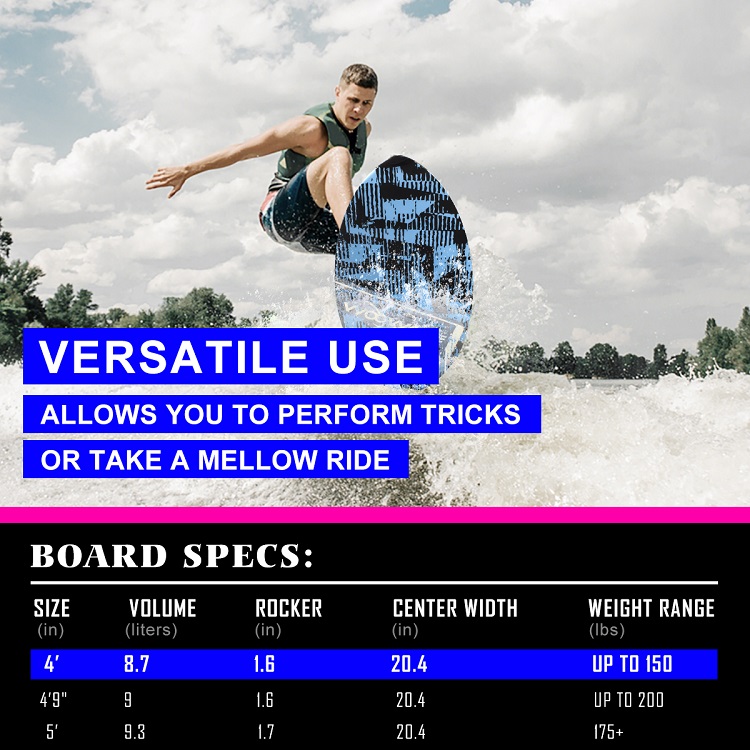 OEM 49'' Wakesurf Board Glass Fiber Board for Unisex Applicable People 125.5*52cm