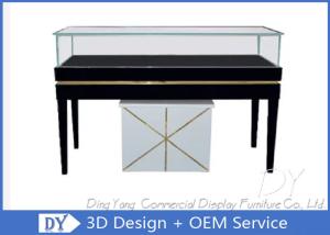 China Rectangle Wooden White Black Glass Display Plinth With Cabinet Lockable wholesale
