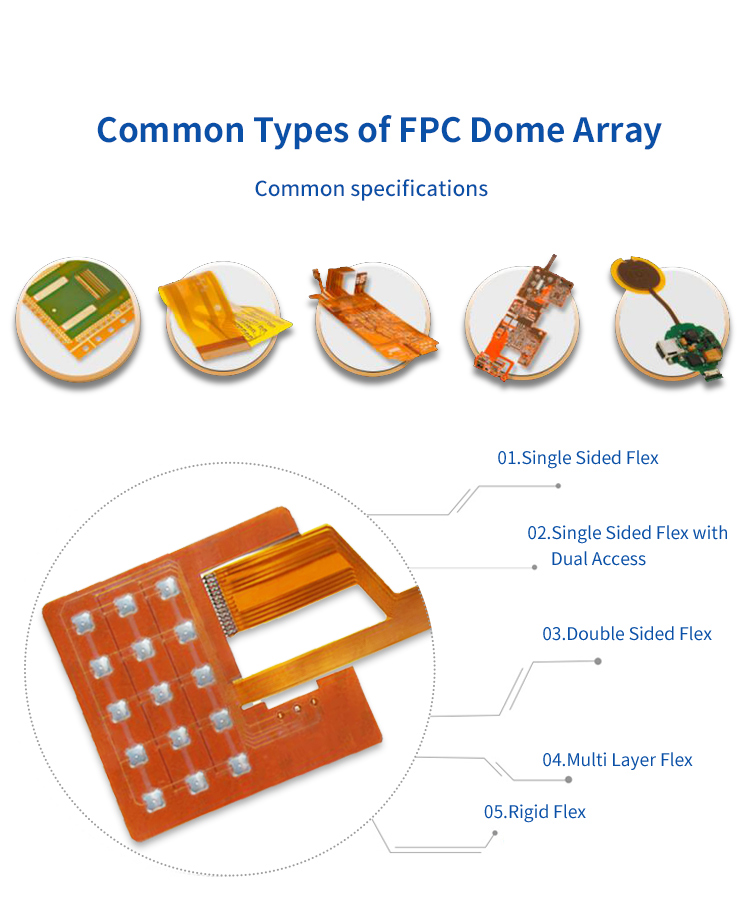 Flexible Printed Circuit FPC Dome Array OEM/ODM Specialized For Various Keys