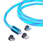 Phone Magnetic Flowing Led Micro Usb Cable , Led Magnetic Usb Cable 3 In 1