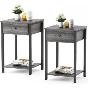 China Customized Metal Frame Farmhouse Style Nightstands Gray Wood wholesale