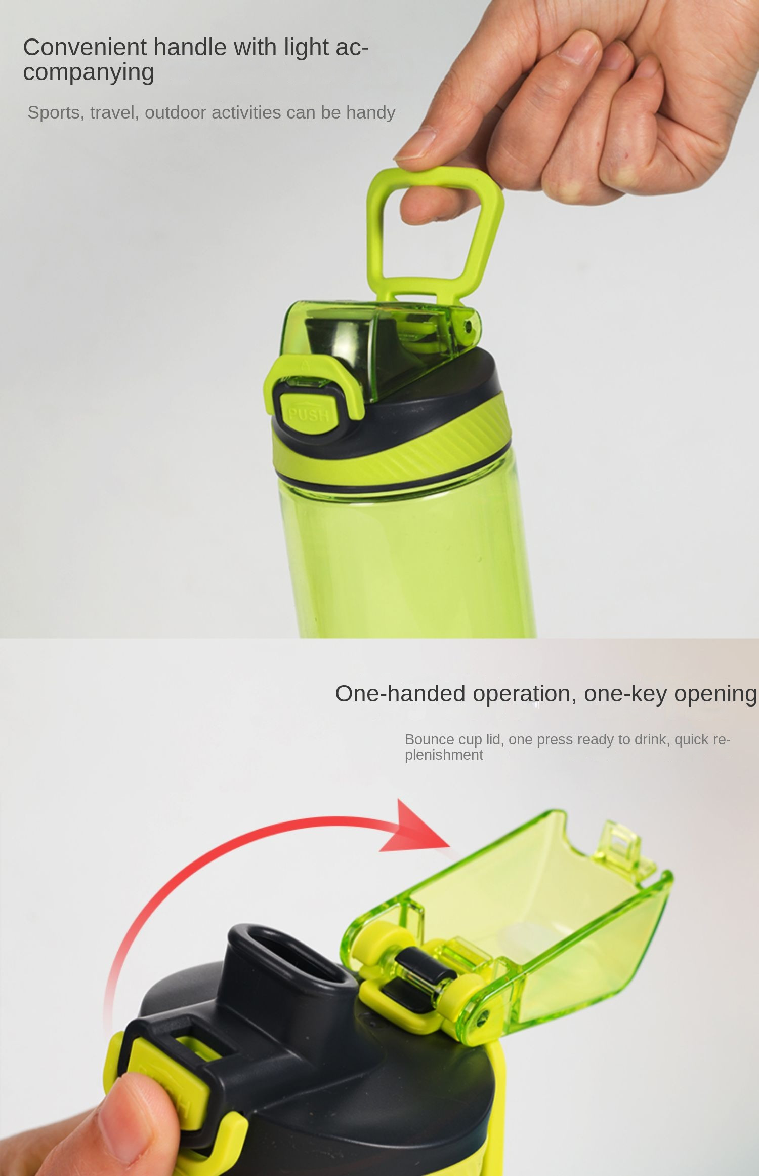 Compact Design 700ml 1000ml Cycling Water Bottle 1l Sports Water Bottle With Lift Clear Student Water Bottle For School Boy Hydrate With Reusable