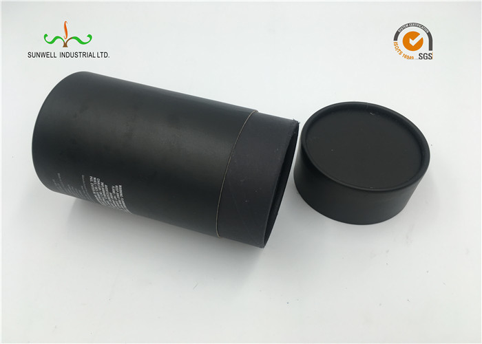 Custom Printed Black Color Cardboard Cylinder Tubes , Deodorant Paper Tube Packaging