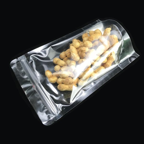 Glossy Transparent Storage Bag Resealable Clear Zipper Pouches With Tear Notch For Food Packing And Non Food Packing