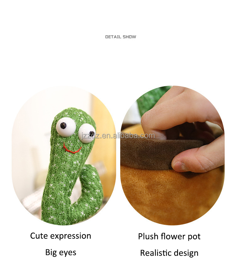 32cm Funny Cute Electric Luminous Music Talking Singing Plant Soft Plush Stuffed Dancing Cactus Toy