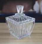 Square Optic Stripes Glass Storage Jars For Candy
