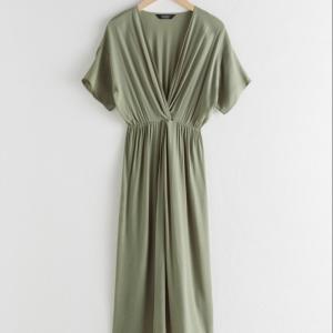 China Green 100 Tencel Fabric Sleeveless Lyocell Twist Knot Midi Dress wholesale