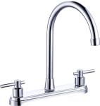 Brass Centerset Two Handle Kitchen Faucet In Chrome Deck Mounted