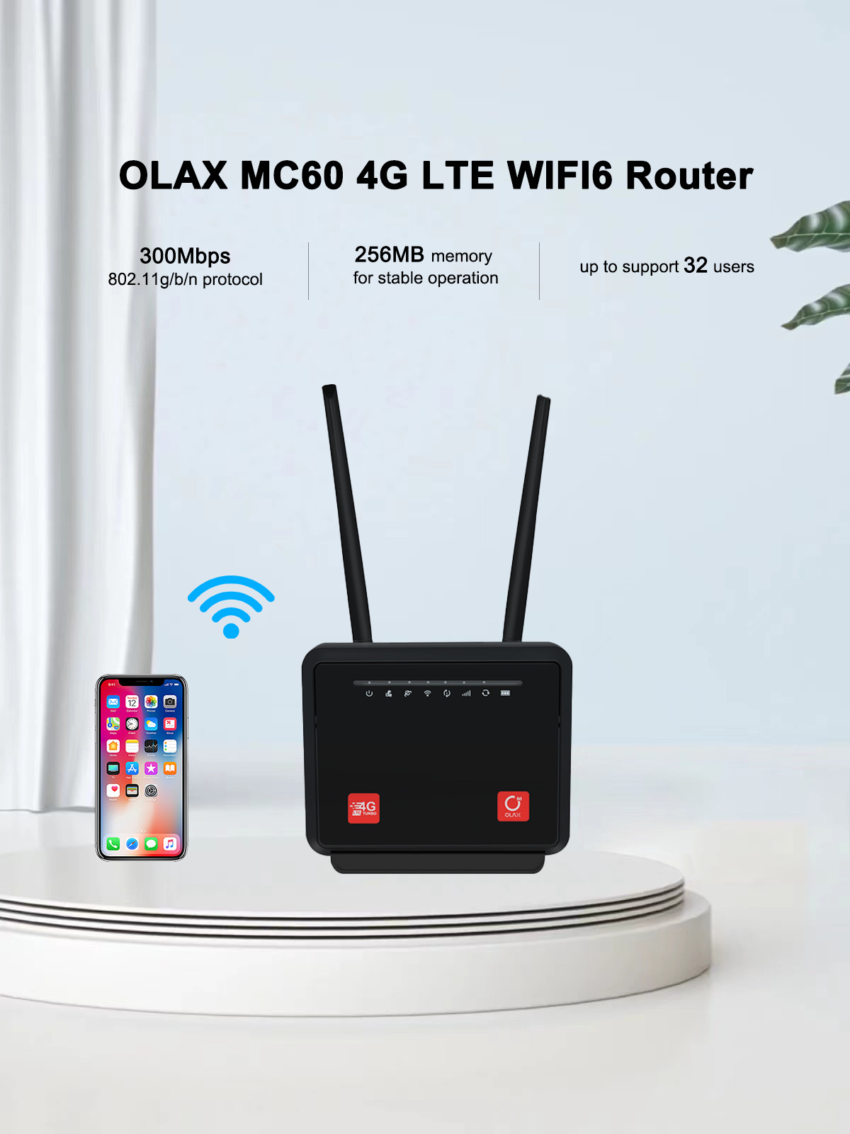 OLAX MC60 dual antenna long range home wireless CPE 4g LTE mobile wifi router modem with sim card slot