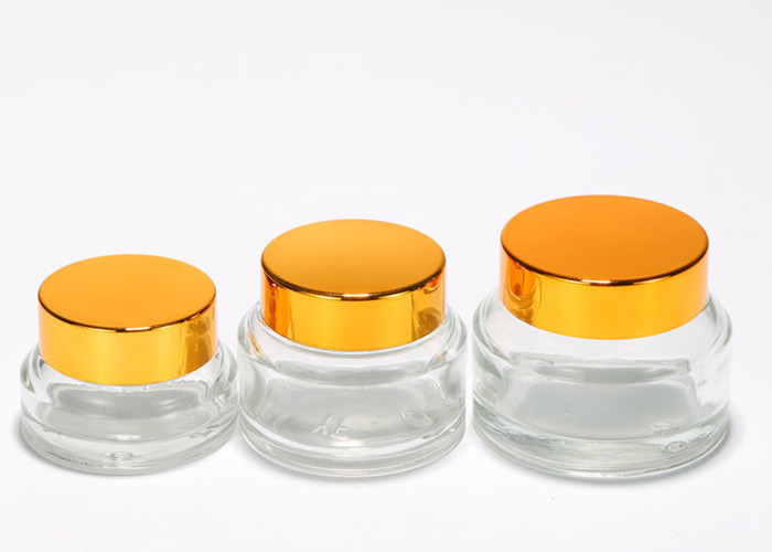 15g 30g 50g Tan Transparent Color Green Amber Frost Glass Container Cosmetic Jars with Aluminum Lids