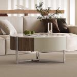 Ceramic Top Round Coffee Table Wood Table Home Use