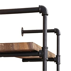 Rustic Industrial 5-Tier Pipe Shelf Brackets for Wall Mounting DIY Open Bookshelf Rack