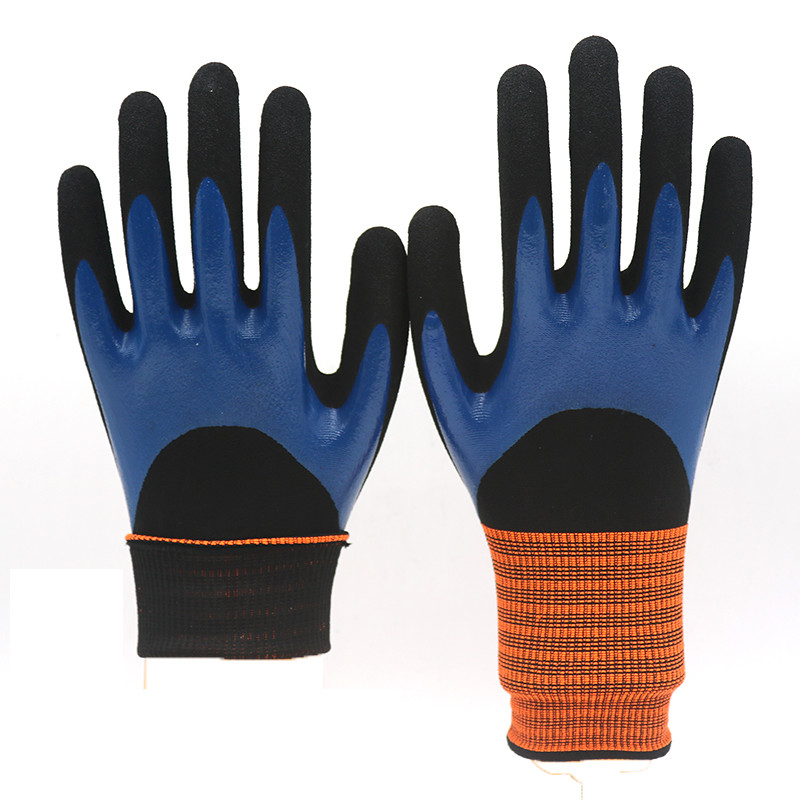 ZM 13 Gauge Polyester Liner With Smooth Nitrile Fully Dipped Glove For Wet And Oily Conditions Glove Waterproof
