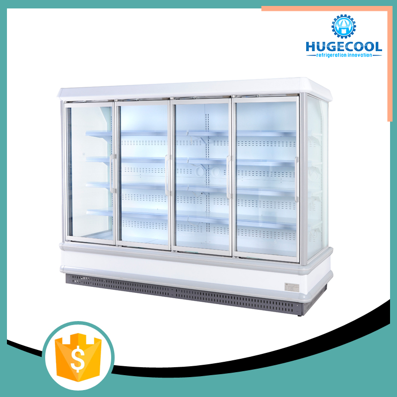 Glass Door Multideck Display Fridge Customized Dimensions 220v/380v Voltage