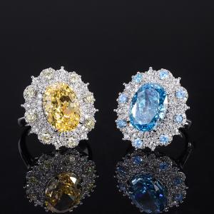 China Lanciashow 925 Sterling Silver Ring with 10mmx14mm Lab Gemstone wholesale