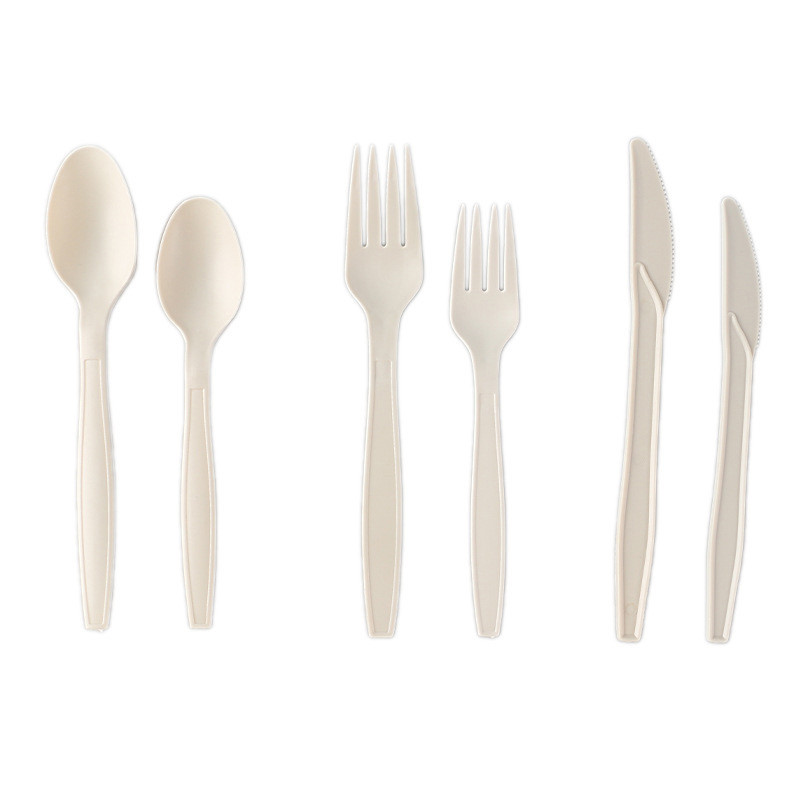 Ecofriendly PLA Disposable Tableware Fork Spoon And Knife Set Compostable Cutlery